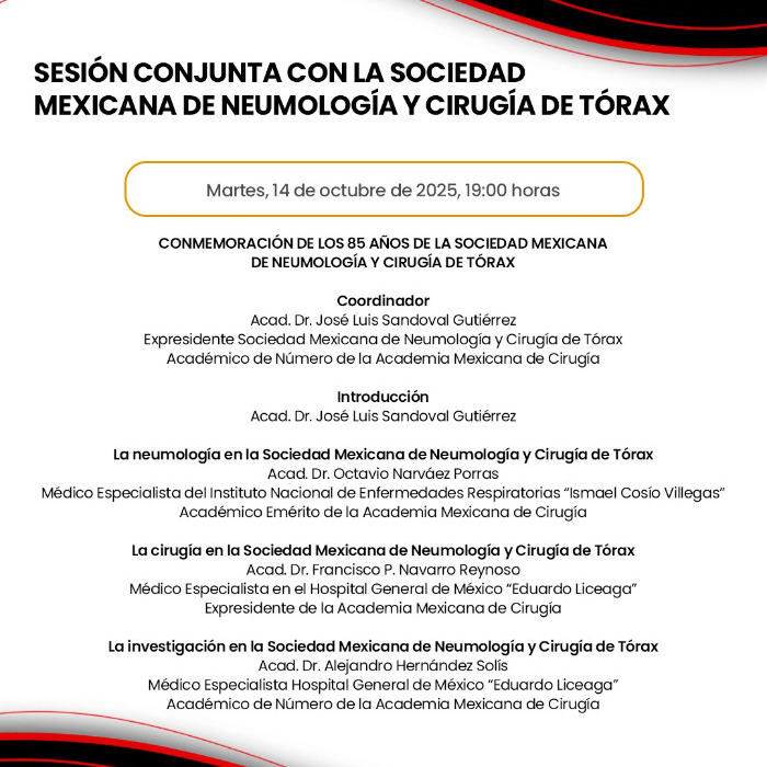 Sesión Conjunta con la Sociedad Mexicana de Neumología y Cirugía de Tórax